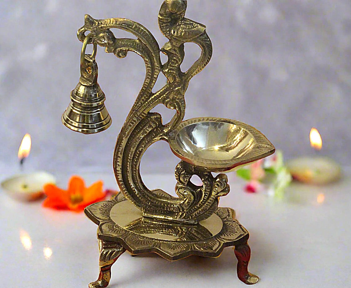 Brass Diya with Bell