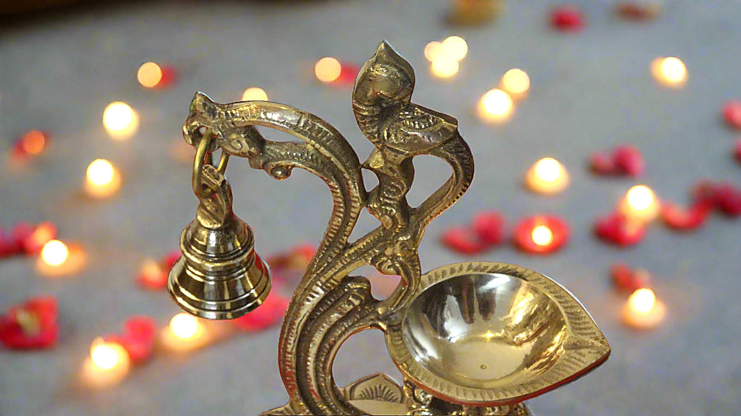 Brass Diya with Bell