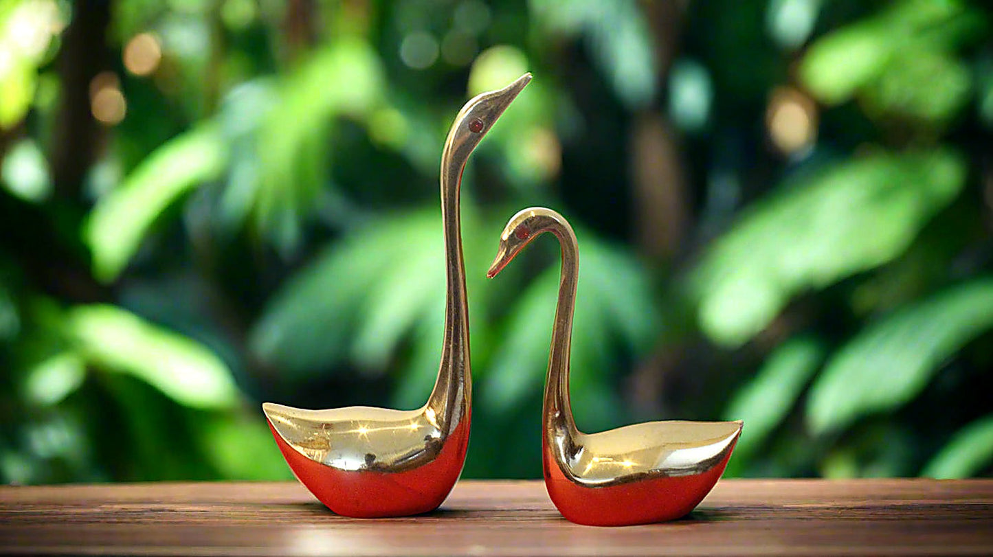 Brass Swan Set of 1 Pair, Home Decor Lucky Swan Couple