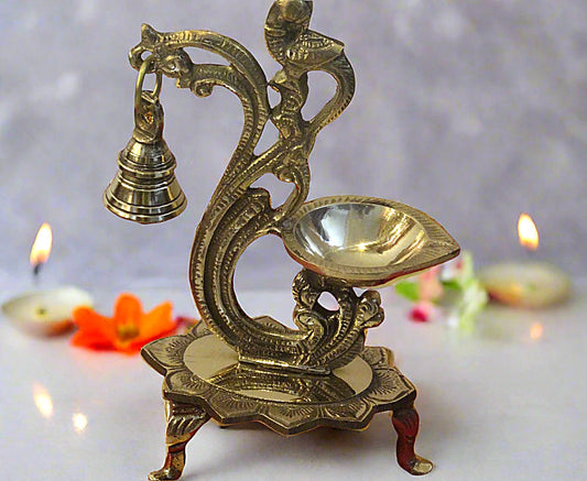 Brass Diya with Bell