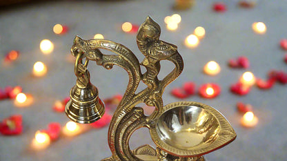 Brass Diya with Bell