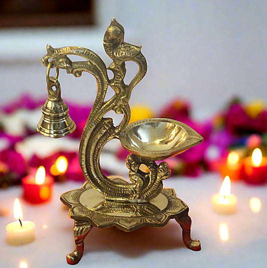 Brass Diya with Bell
