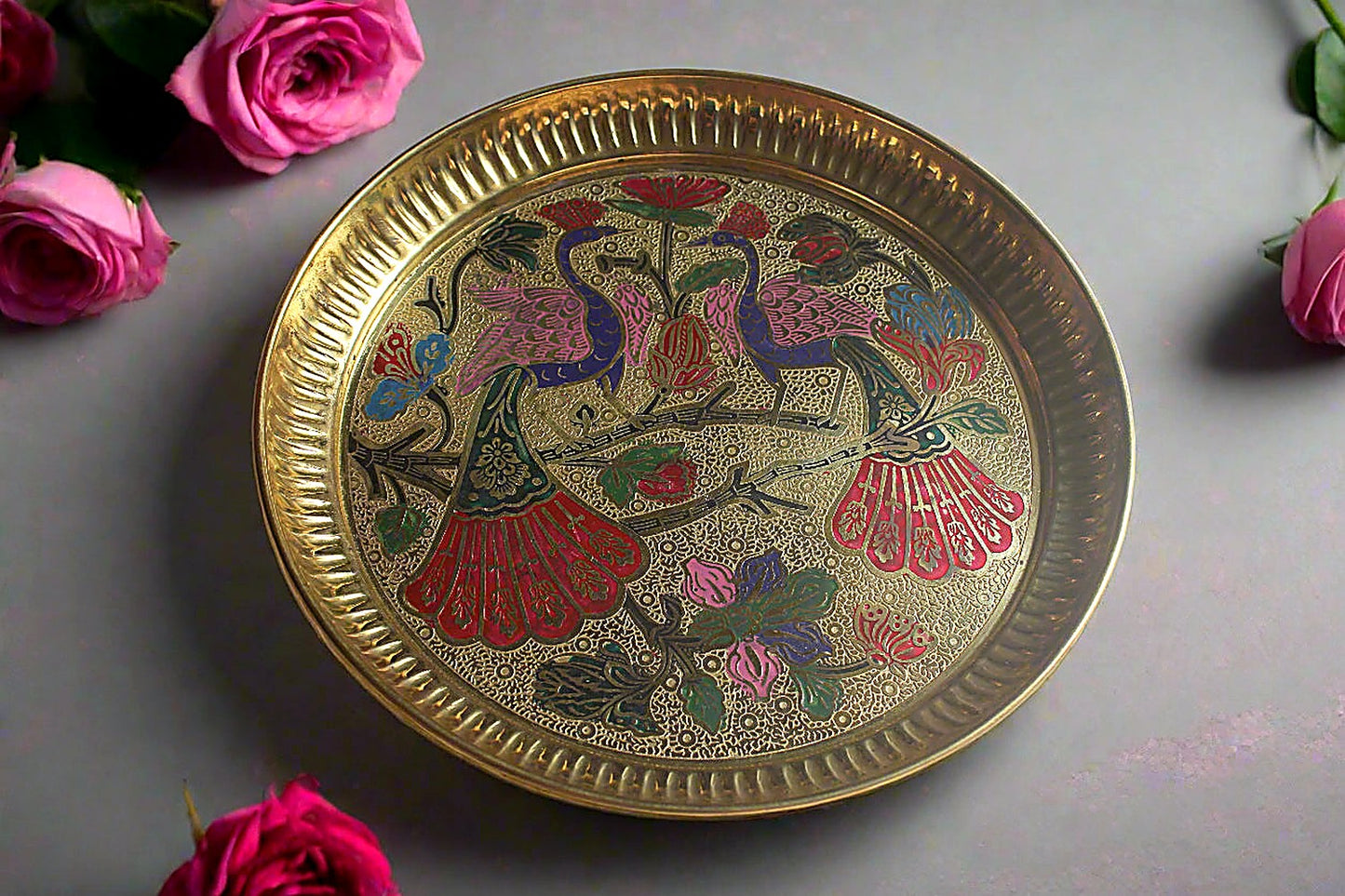 Colorful Peacock Design Plate