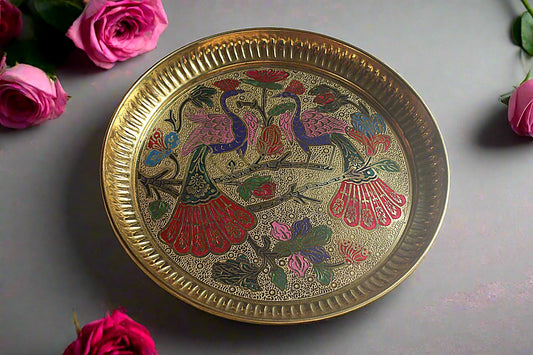 Colorful Peacock Design Plate