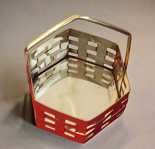 Vintage Brass Woven Hexagon Basket