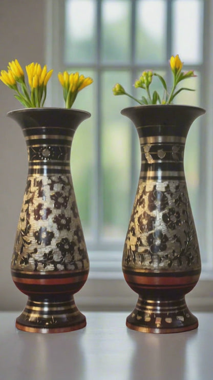 Brass Floral Pot Decorative Set